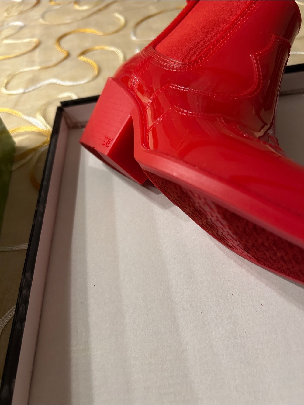 Sam Edelman Red Patent Chelsea Ankle Boots - Picture 3 of 5